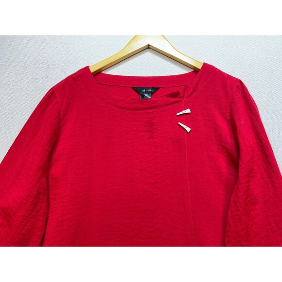 Ali Miles Women's Office Oversized Tunic Top Long Sleeve Size 1X Red Lightweight - Picture 5 of 12